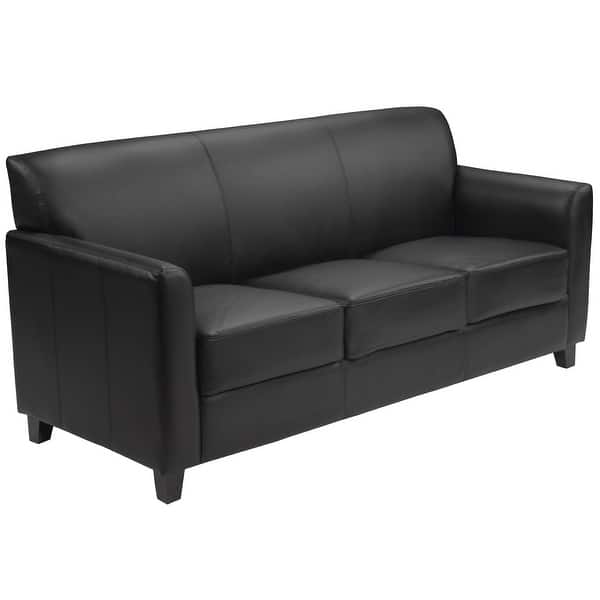slide 2 of 3, Benville Modern Black Leather Sofa