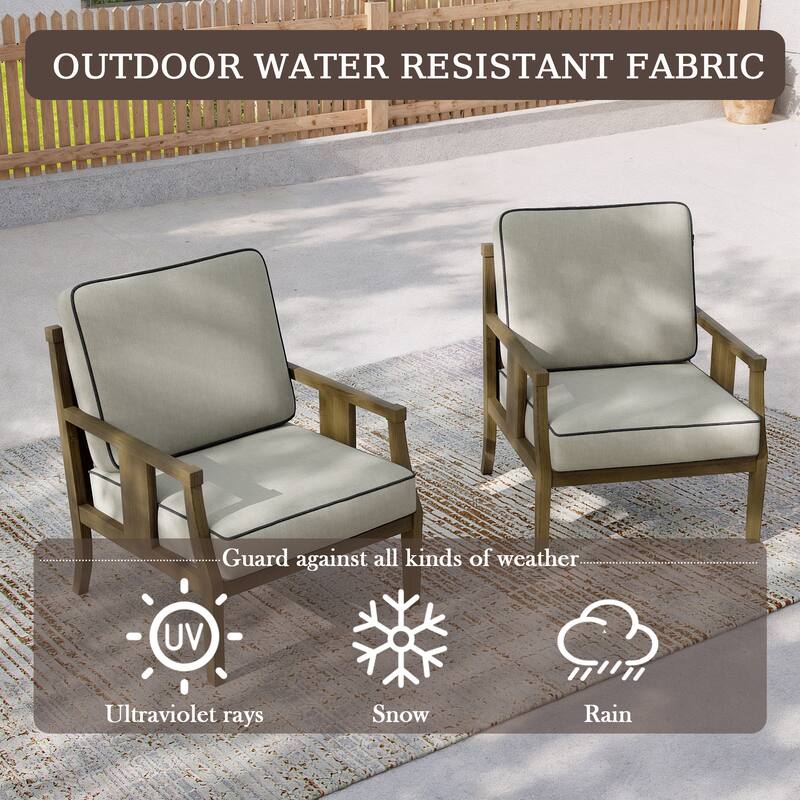 2 Set Outdoor Patio Club Chair with Cushion Patio Arm Lounge Chair