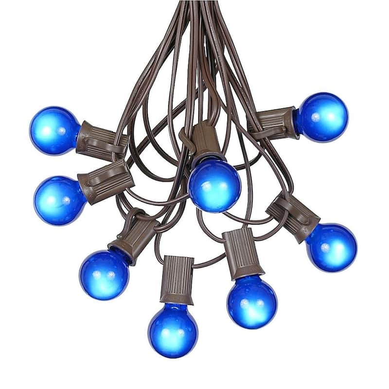 25 Foot G30 Outdoor Globe Patio String Lights - Set of 25 G30 Globe Bulbs - Blue