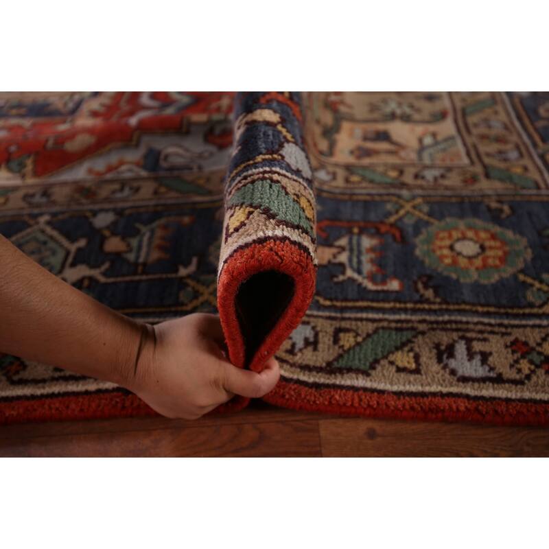 Orange Heriz Serapi Oriental Area Rug Hand-Knotted Wool Carpet - 8'7"x 12'0"