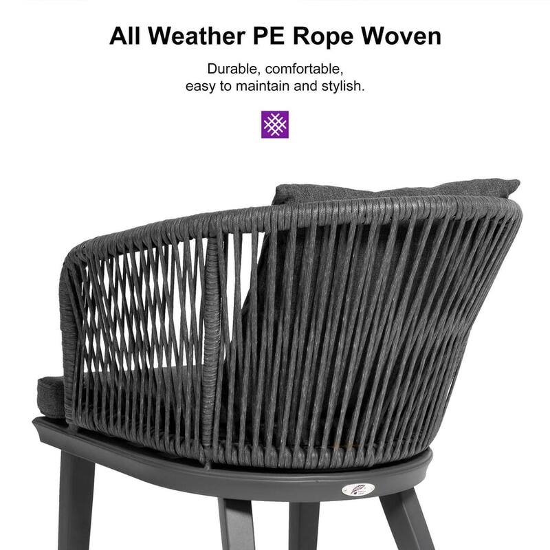 PURPLE LEAF 7-11 Patio Dining Set, Aluminum Frame Table, Wicker Chairs