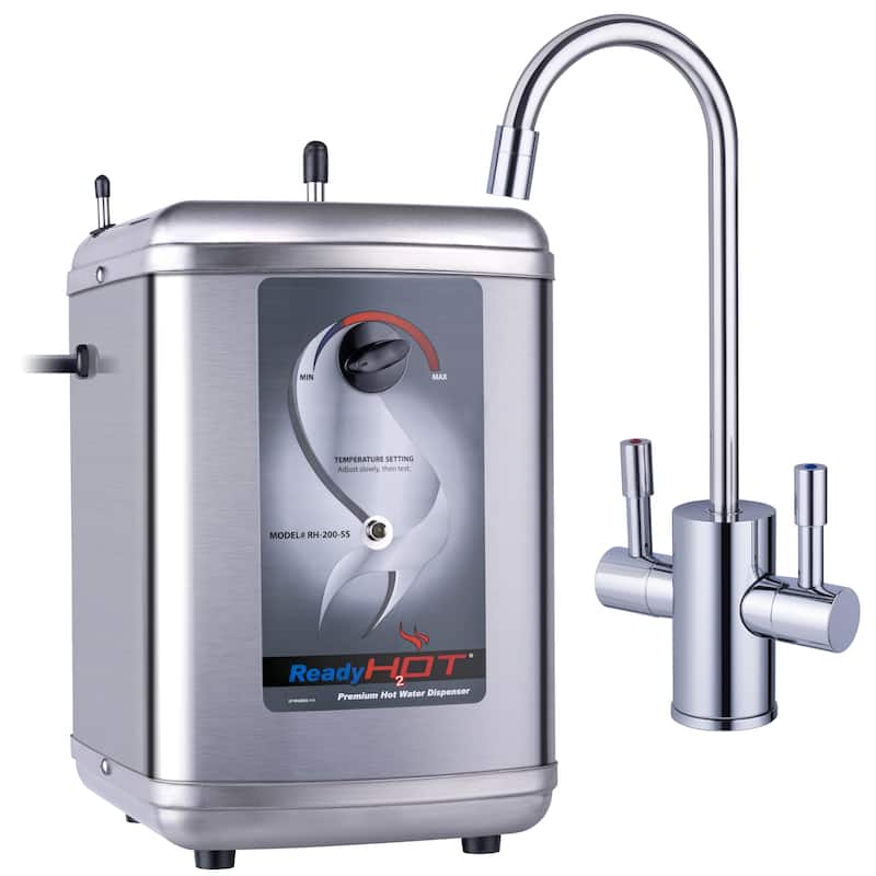 Ready Hot 200 Instant Hot Water Tank, Dual Handle Brushed Nickel Faucet - Brushed Nickel