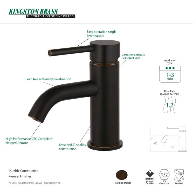 Kingston Brass Concord Single-Handle Bathroom Faucet with Push Pop-Up