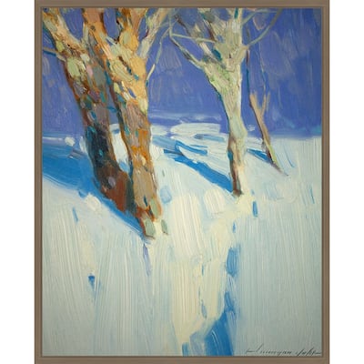 Winter Trees by Vahe Yeremyan (23 x 28 in.), Framed Canvas Wall Art Print - Sylvie Dark Gold