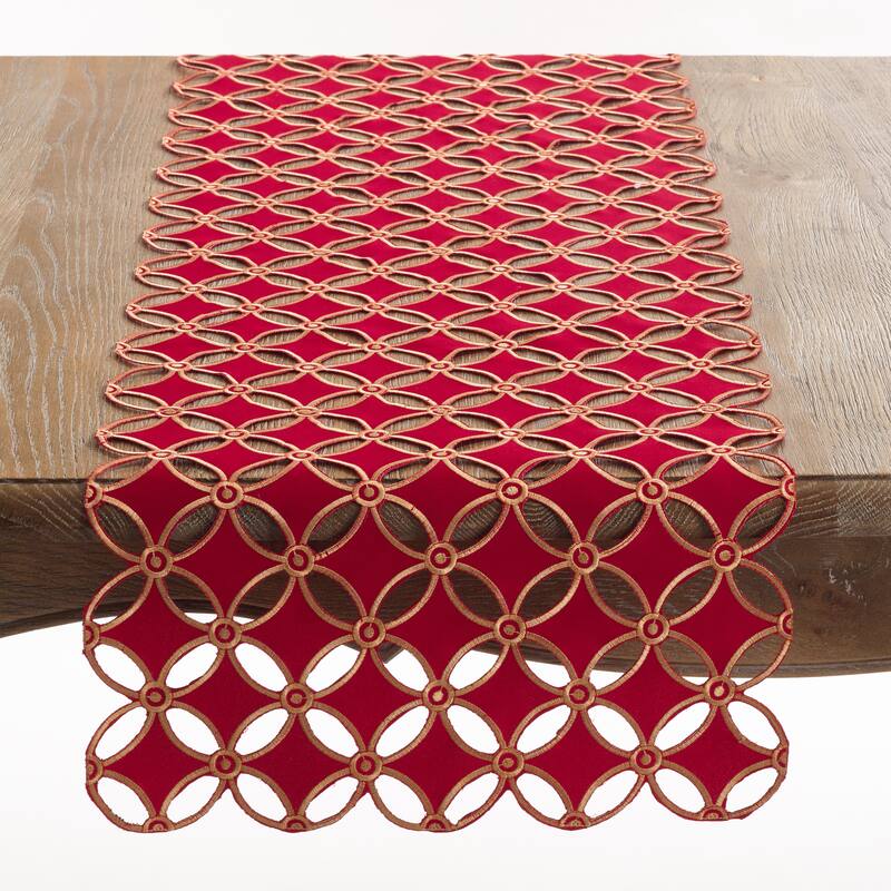 Buche de Noel Collection Holiday Design Table Runner - Red