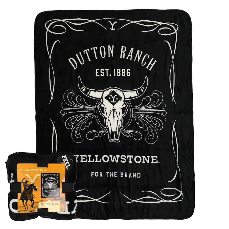 Paramount Yellowstone Whiskey Label Silk Touch Throw Blanket