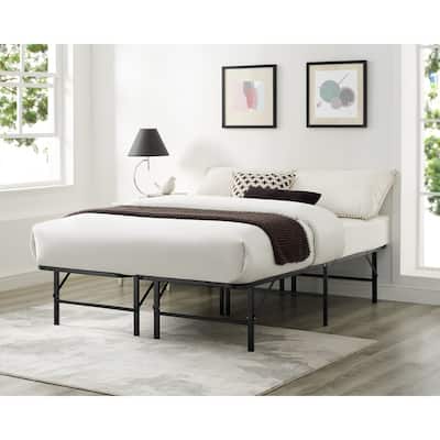 14" Foldable Metal Platform Bed Frame Mattress Foundation with Box Spring Replacement