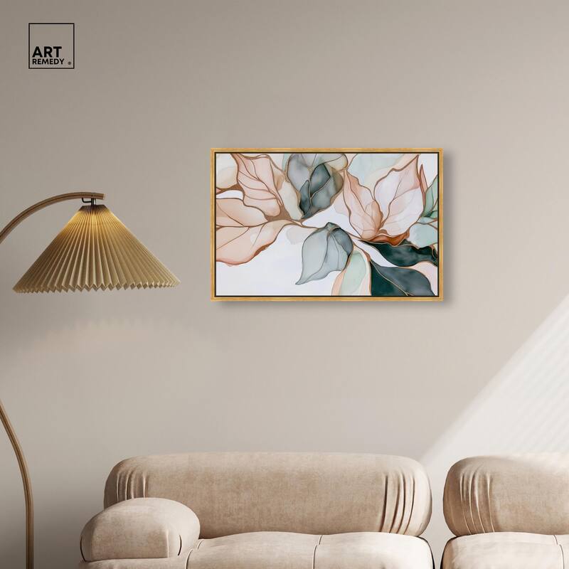 Golden Veined Leaves I Canvas by Art Remedy