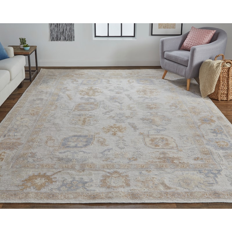 Tierney Eco Friendly PET Oushak Rug, Warm Gray/Tan, Area Rug