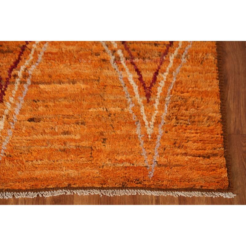 Orange Moroccan Runner Rug Handmade Tribal Wool Carpet - 3'3" x 9'8"
