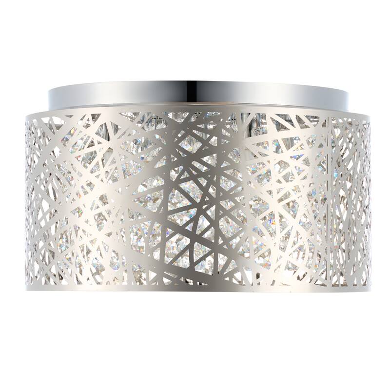 CO-Z 16-Inch Drum Flush Mount Crystal Chandelier