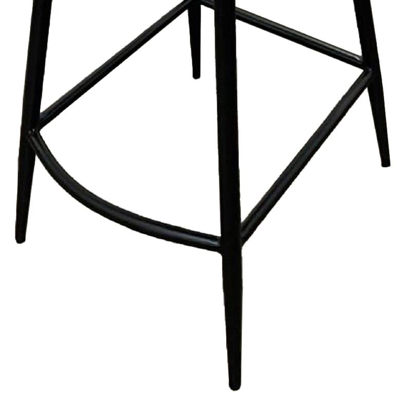 Isha Counter Stool Chair Set of 2, Brown Faux Leather, Black Iron