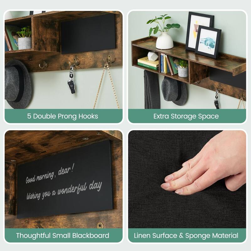 Hall Tree Shoe Bench Industrial 6 in 1 Coat/Shoe Rack