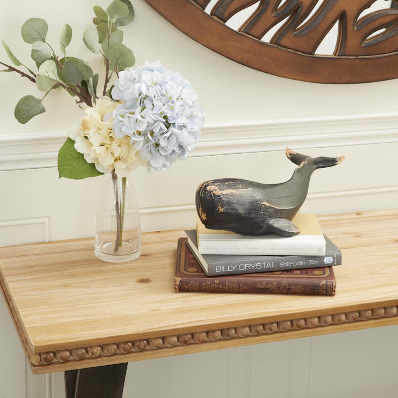 Polystone Whale Handmade Decorative Sculpture - Black - Roche River Decor