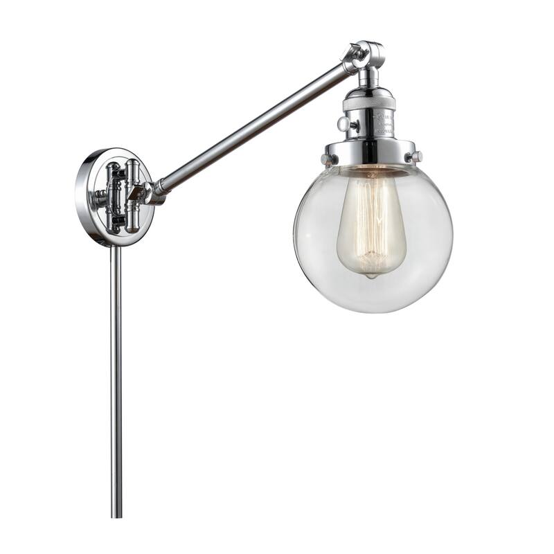 Innovations Lighting Beacon Single Light 6" Wide Wall Sconce / Pendant - Polished Chrome / Clear