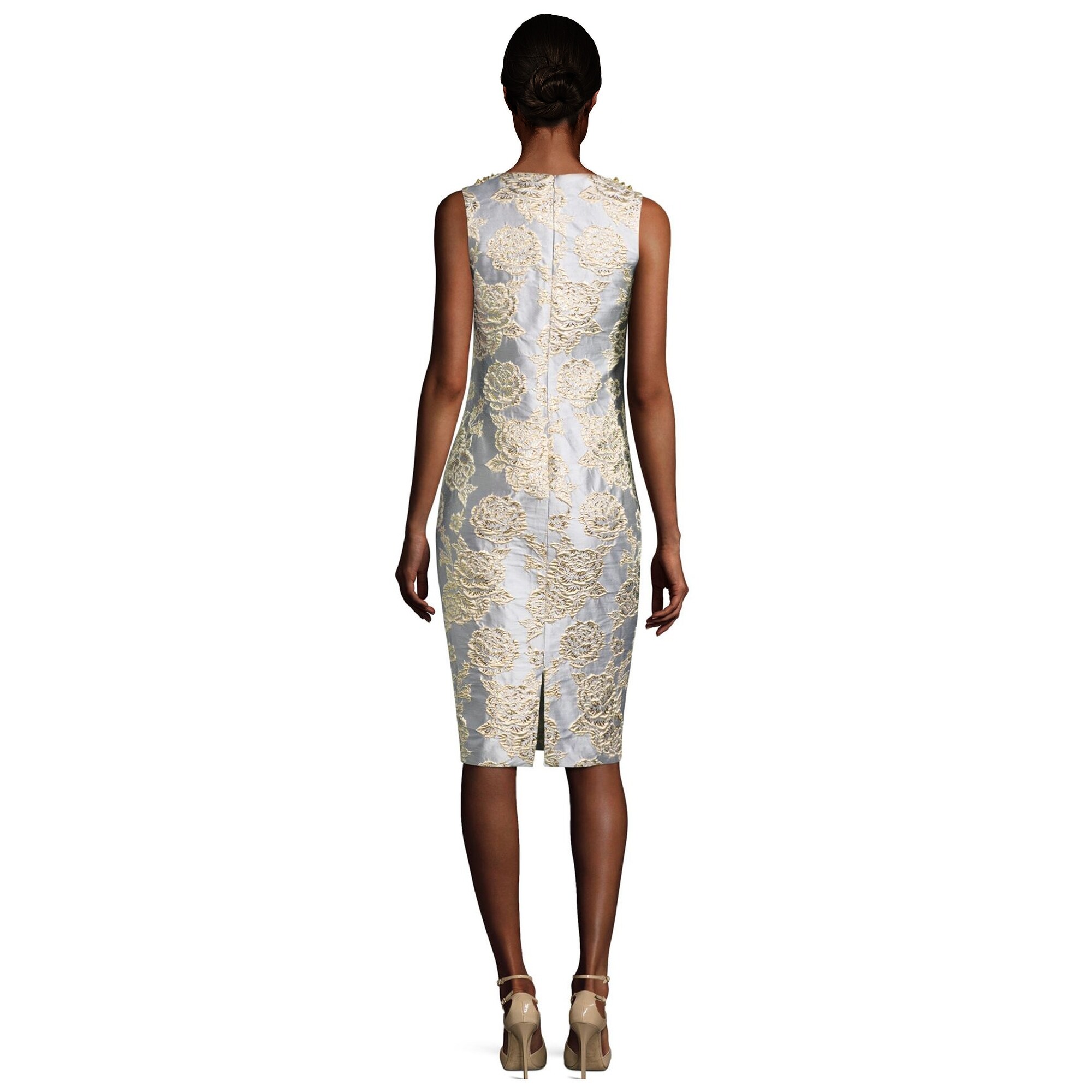 badgley mischka beaded sleeve cocktail dress