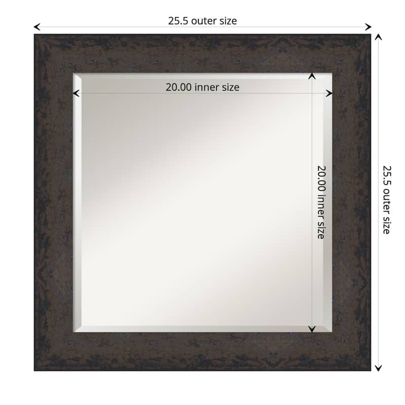Dappled Beveled Wood Framed Wall Mirror - Dappled Black Brown - Glass Size 20x20