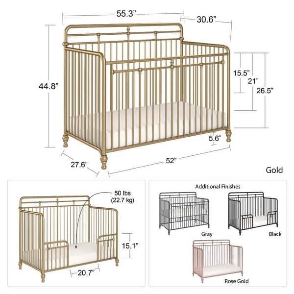 Little Seeds Monarch Hill Hawken 3 in 1 Convertible Metal Crib - N/A