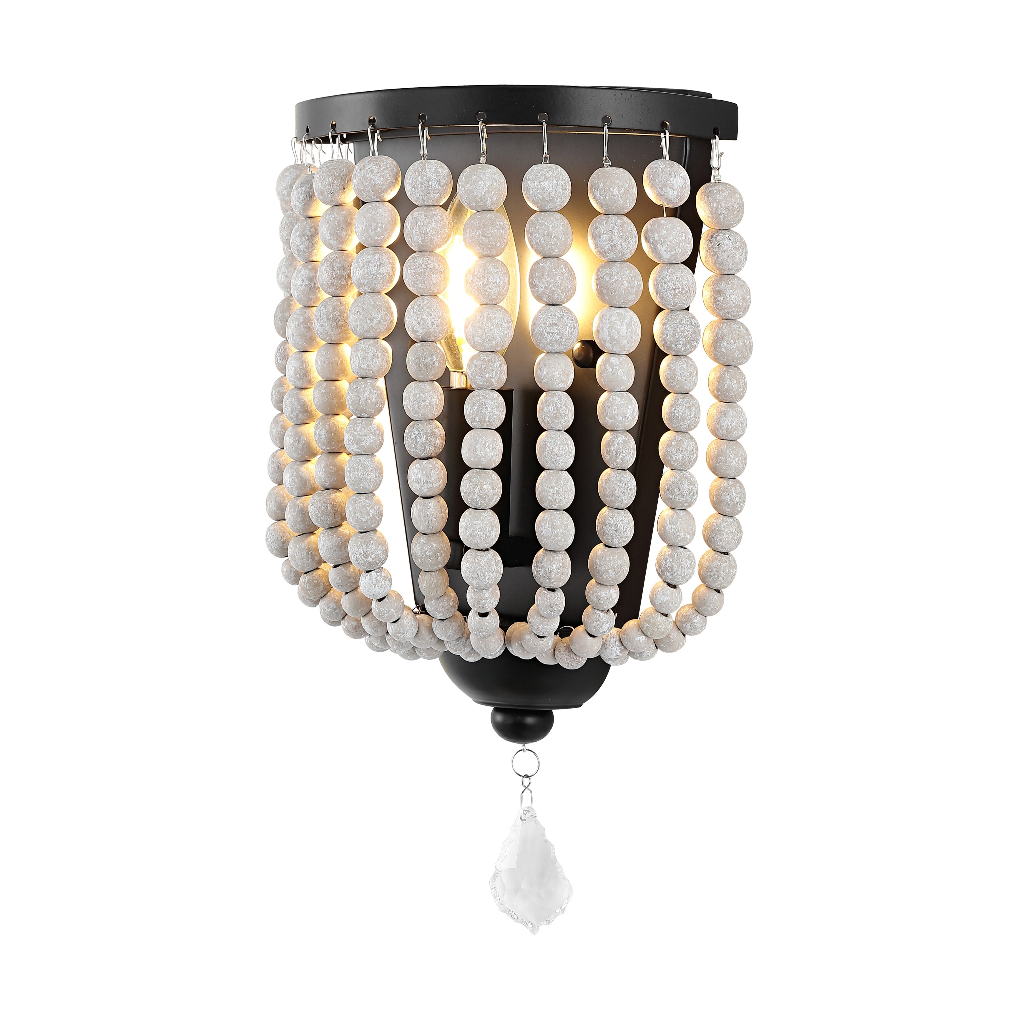 WINGBO Wood Beaded Wall Sconces Bohemia Wall Lights for Bedroom