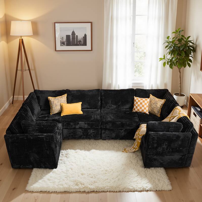 OVIOS Corner Plush Sofa - PlushBlack