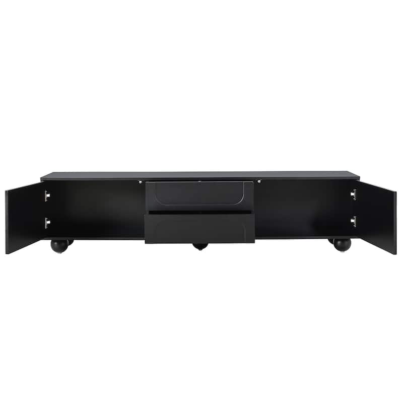 Cream Style TV Stand with Arched Doors and 2 Drawers, for TVs Up to 75" - 69.6" W × 15.7" D × 17.7" H