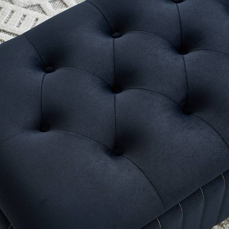 Upholstered Velvet Fabric Storage Ottoman with Safety Hinge