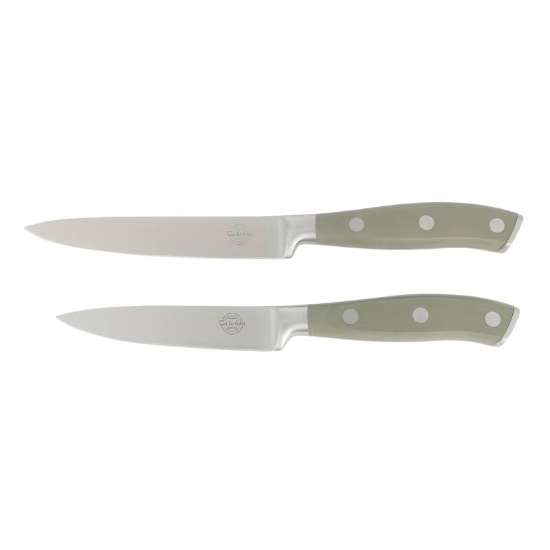 Sur La Table Kitchen Essentials High-Carbon German Steel 7 Piece Forged Cutlery Kitchen Knife Block Set W/ Ashwood Block