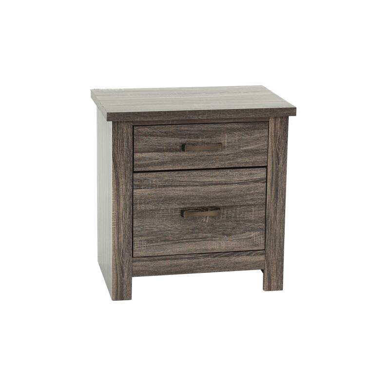 Natural Finish Wooden Nightstand, 2 Drawers, Storage, Bedroom Furniture Essential