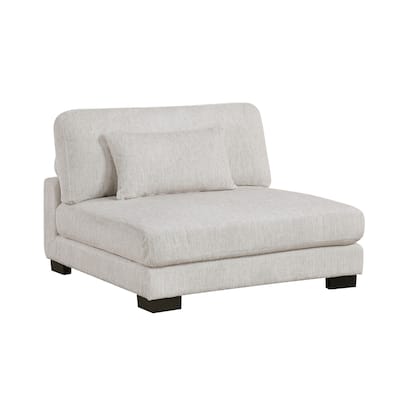 Liny Modular Armless Chair, 1 Pillow, Beige Microfiber, Black