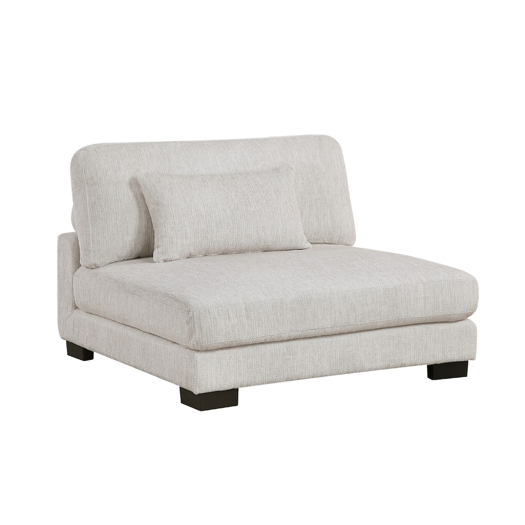 Liny Modular Armless Chair, 1 Pillow, Beige Microfiber, Black