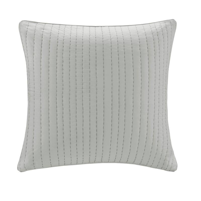 INK+IVY Camila Cotton Quilted Euro Sham - Grey - Euro Square
