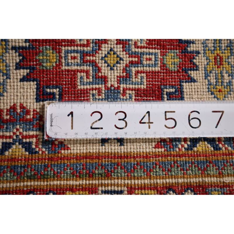 Ivory Kazak Oriental Accent Rug Hand-Knotted Wool Carpet - 1'10" x 2'10"