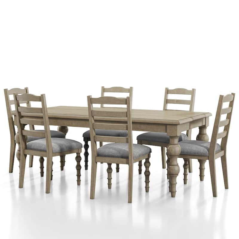 Furniture of America Trenden Modern Farmhouse 7-Piece Solid Wood 78-inch Dining Set