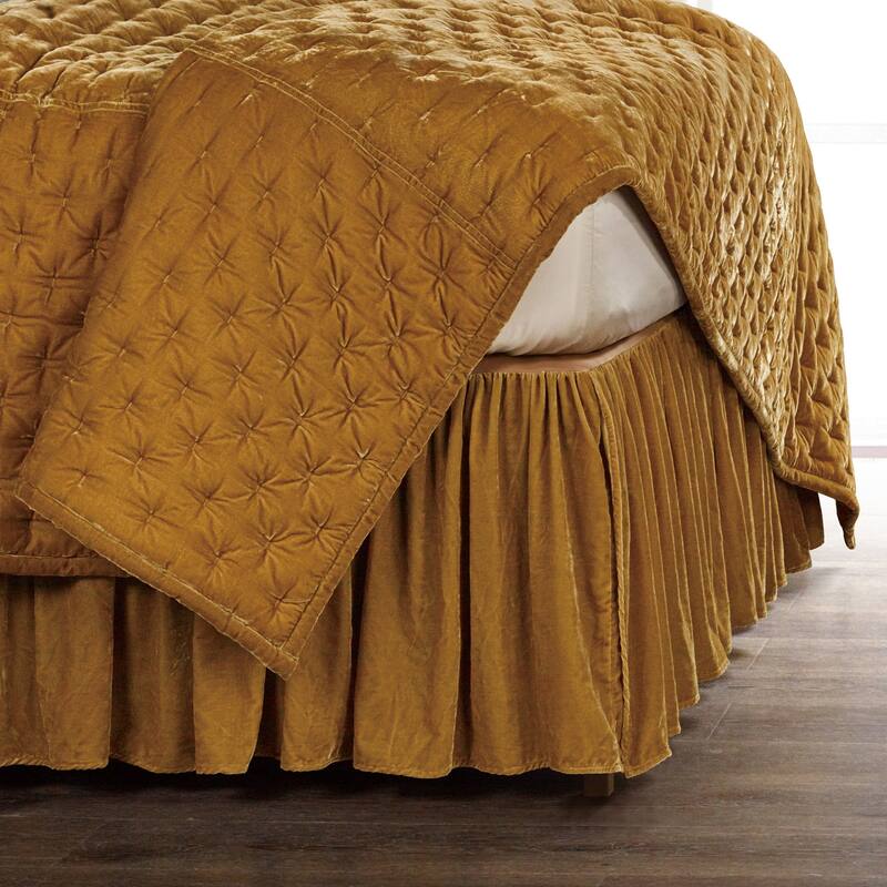 HiEnd Accents Stella Faux Silk Velvet Romantic Western Bedding 1 Piece Bed Skirt