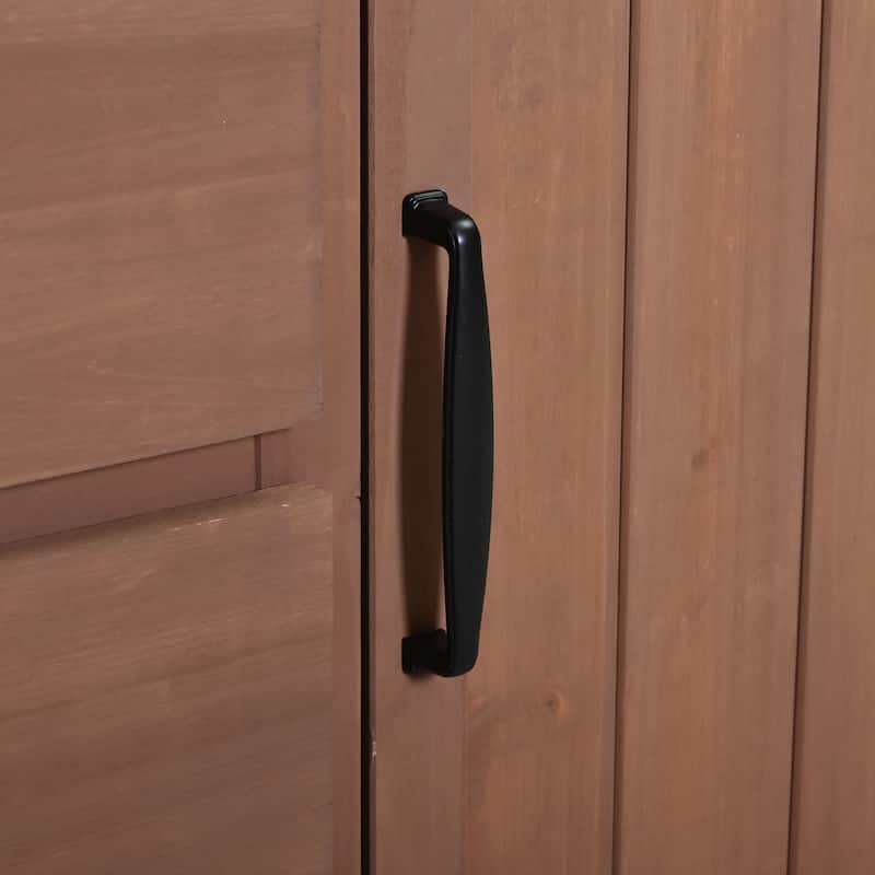 45" Fir Wood Outdoor Potting Bench with Hutch, Cabinets, and Drawers