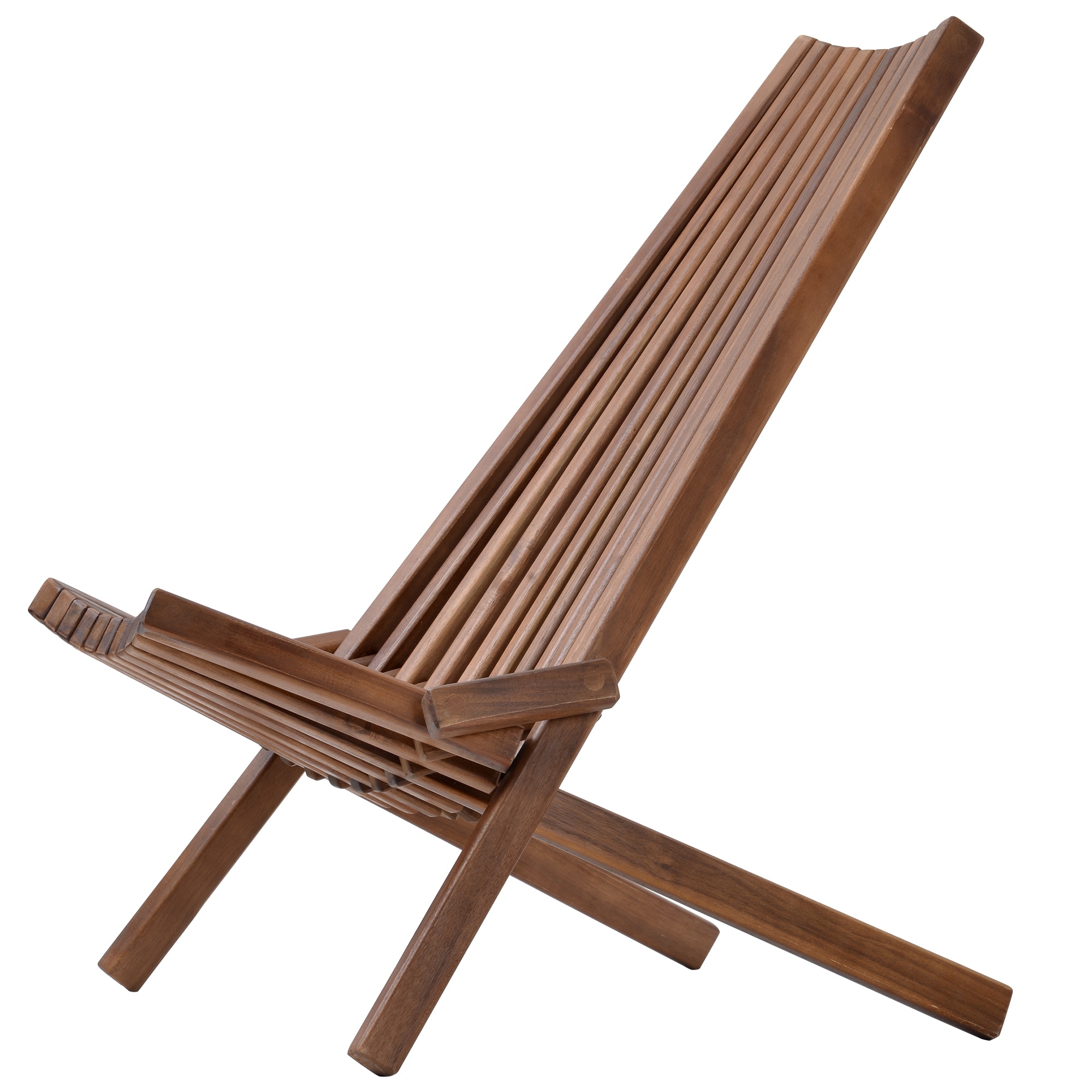 Outdoor Lounge Chair Tall Slanted Back Sunlounger Chair Natural