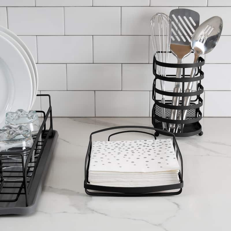 Kitchen Details Industrial Collection Napkin Holder in Matte Black - 7.5"x 7.2"x 3"