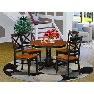 5 Piece Dining Set - Round Kitchen Table & 4 Chairs - Black Cherry ...