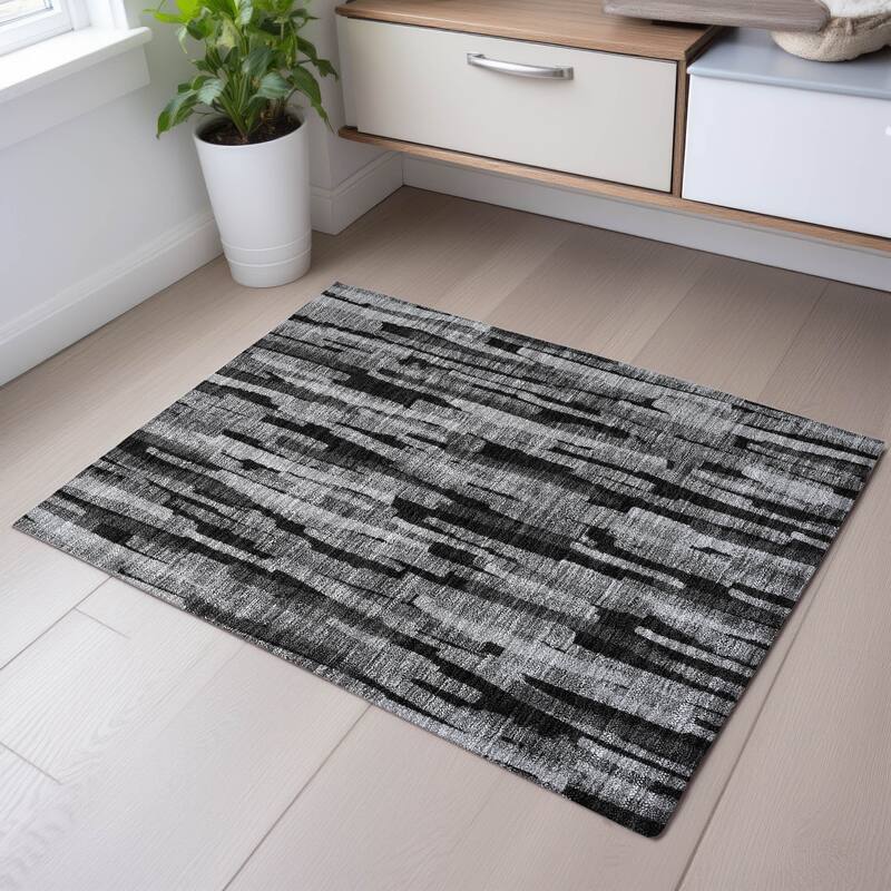 Premium Washable Super Soft Modern Contemporary Mayfield Rug - Gray - 1'8" x 2'6"