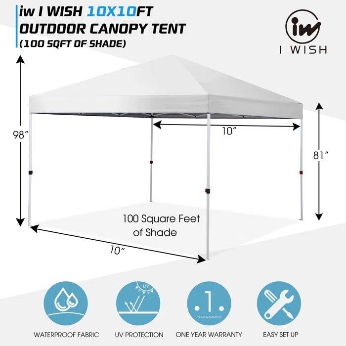 Vrakae 10'x 10' Outdoor Pop Up Canopy Tent with Carry Bag - N/A