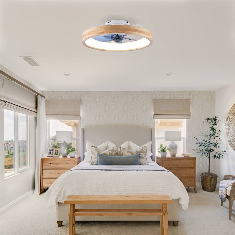 20" Ceiling Fans with Lights and Remote and 6 Speeds, Quiet DC Motor