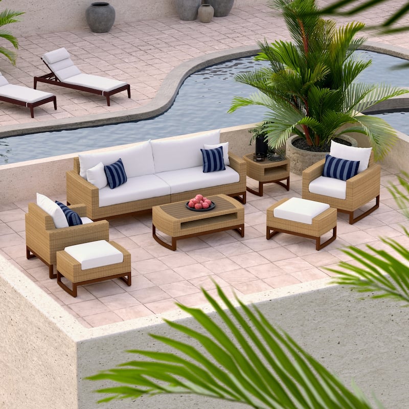 Mili 8 Piece Sunbrella Outdoor Patio Sofa and Club Chair Set