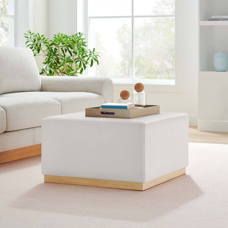 Tilden 17"/28" Square Performance Velvet Upholstered Ottoman