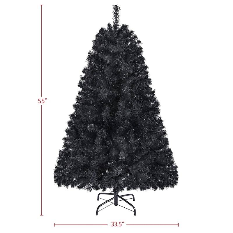 Yaheetech 4.5Ft/6Ft/7.5Ft Black Artificial Christmas Tree for Holiday
