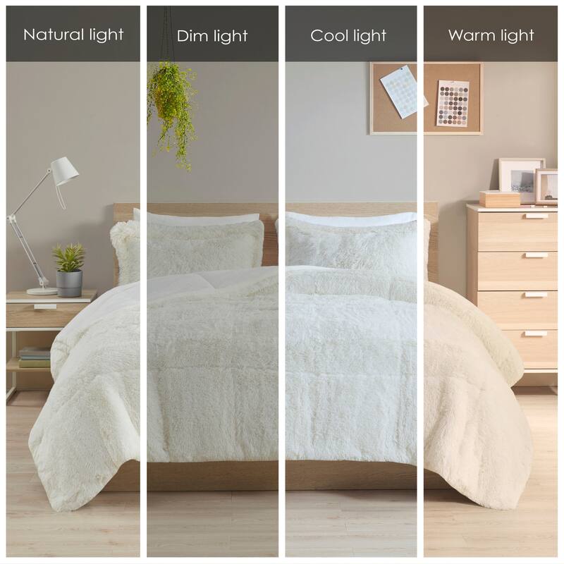 Intelligent Design Leena Shaggy Long Fur Comforter Mini Set
