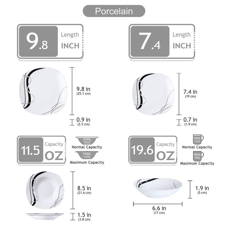 VEWEET Fiona Porcelain Dinnerware Set
