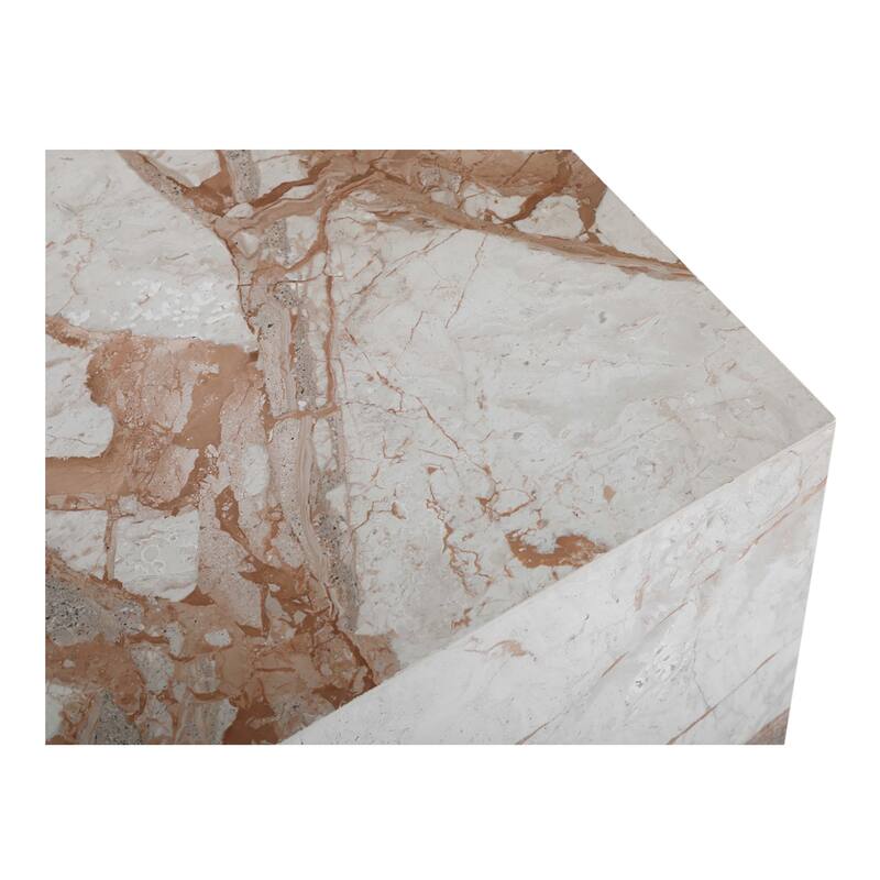 NADAAL STUDIOS Tahlira Accent Table, Square Breccia Aurora Marble Top with Recessed Base, MDF Core, Breccia Marble