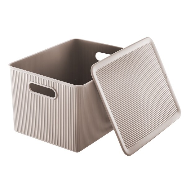 Superio Ribbed Storage Bin with Matching Lid - 15