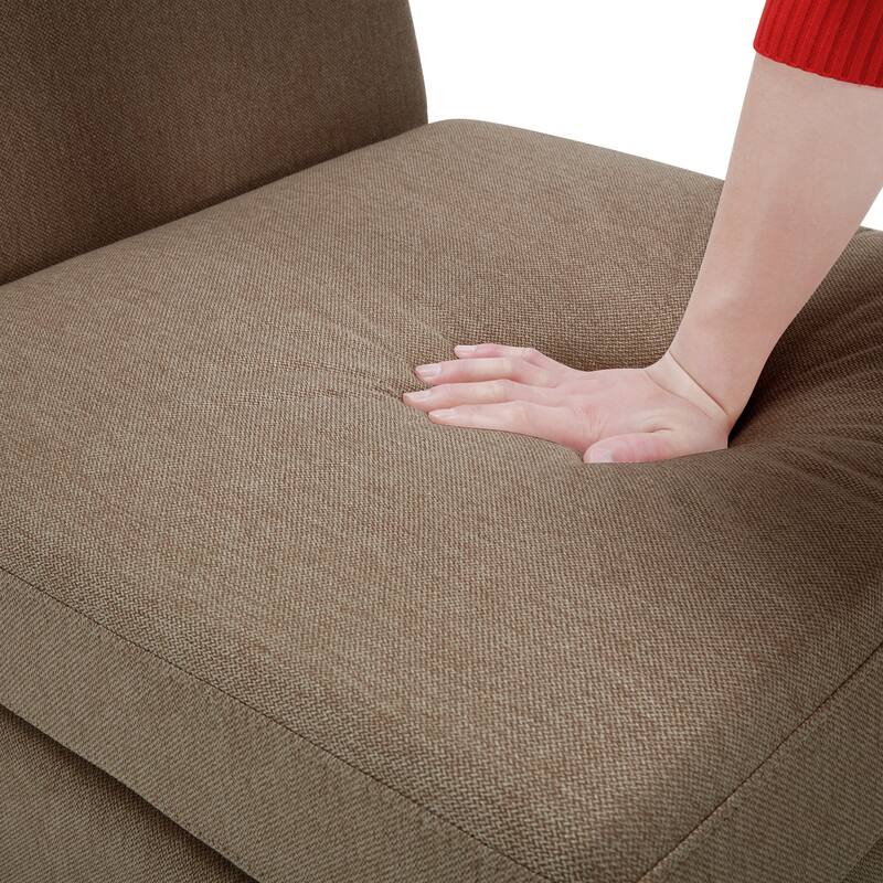 Modern Modular 6 Seat Upholstered Sectional Sofa with Storage, Adjustable Arm, Brown