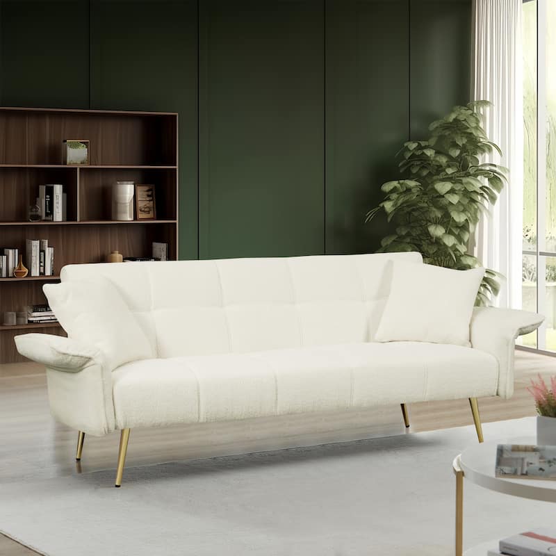 Teddy Velvet Convertible Sofa - Adjustable for Comfort - Beige